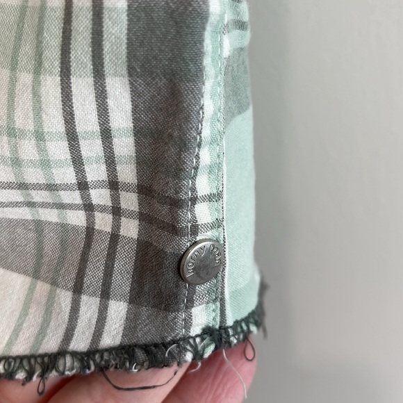 Horny Toad Mens Short Sleeve Plaid Button Down Shirt Green Grey Organic Cotton S - Picture 7 of 12